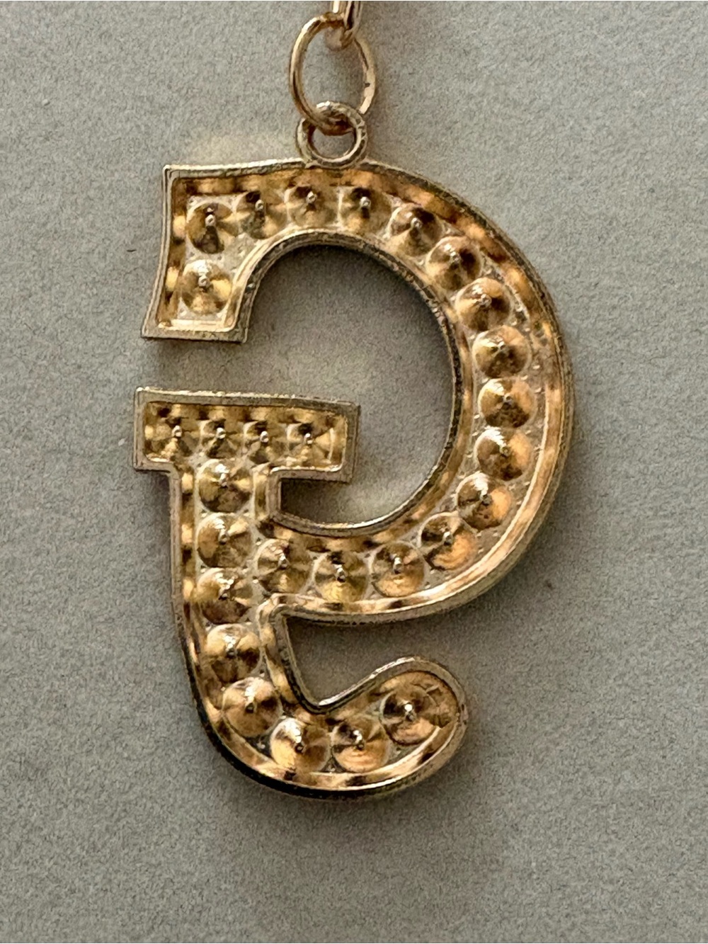 Gold Initial 'G' Rhinestone Keychain - Picture 3 of 3